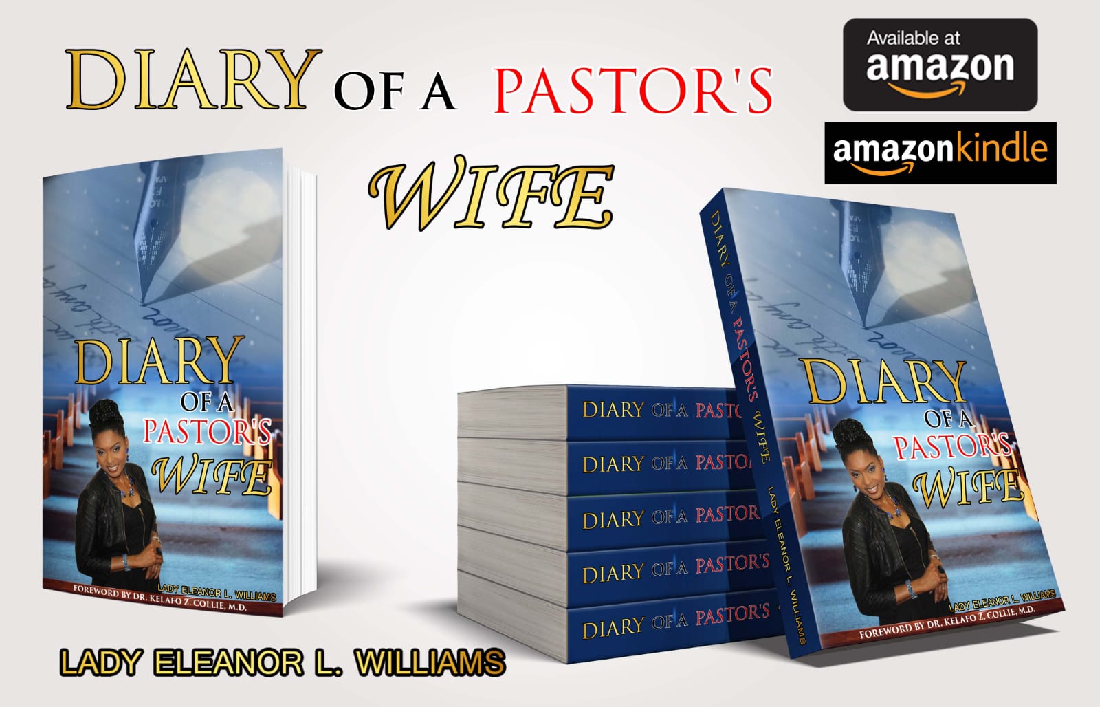 Diary of a Pastor’s Wife by Lady Eleanor L. Williams, shown in paperback and Kindle promotional artwork